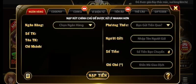 nạp tiền GO88 qua ngân hàng