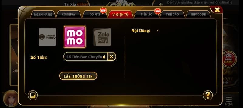 Gửi tiền vào ví game GO88 