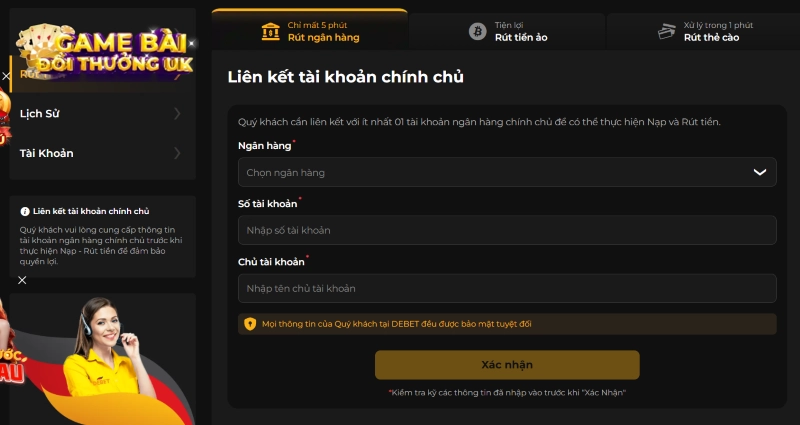 Rút tiền Debet